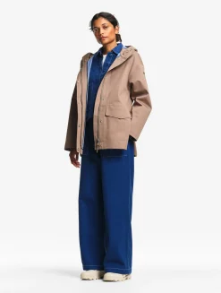 Parka MTD® 3 couches toucher coton courte et évasée - Marron