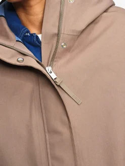 Parka MTD® 3 couches toucher coton courte et évasée - Marron