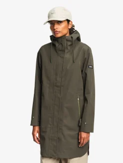 Parka MTD® 3 couches toucher coton longue imperméable avec fentes - Kaki