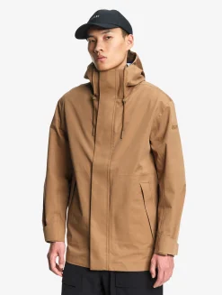 Parka MTD® 3 couches toucher coton mi-longue à capuche - Marron