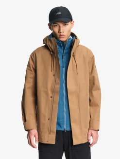 Parka MTD® 3 couches toucher coton mi-longue à capuche - Marron