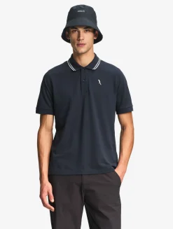 Polo Dry Fast à col rabattu avec logo sur la poitrine - Bleu