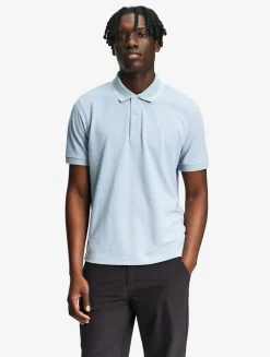 Polo Dry Fast à col rabattu avec logo sur la poitrine - Bleu