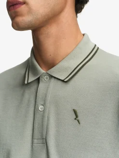 Polo Dry Fast à col rabattu avec logo sur la poitrine - Kaki
