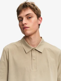 Polo DRY FAST TEXTILE® anti-UV avec logo sur la poitrine - Beige