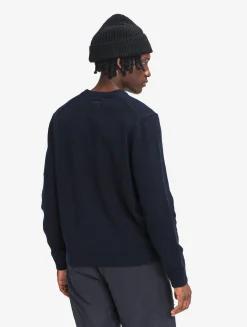 Pull col rond en laine mélangée - Bleu