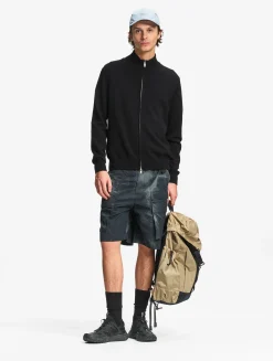 Pull en coton et laine avec fermeture éclair - Noir