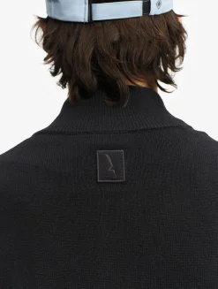 Pull en coton et laine avec fermeture éclair - Noir