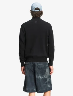 Pull en coton et laine avec fermeture éclair - Noir