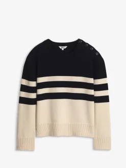 Pull marin rayé en coton et laine - Multicolore