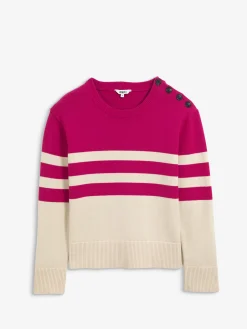 Pull marin rayé en coton et laine - Rose