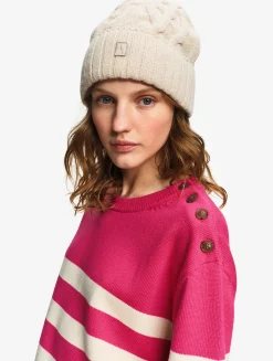 Pull marin rayé en coton et laine - Rose