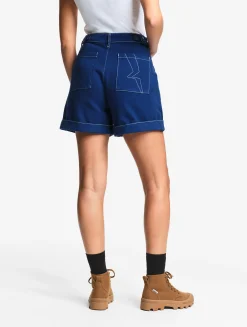 Short marin en sergé léger avec taille réglable - Bleu
