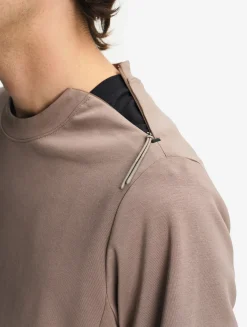 Sweatshirt col ras du cou anti-UV avec poches zippées - Marron