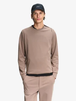 Sweatshirt col ras du cou anti-UV avec poches zippées - Marron