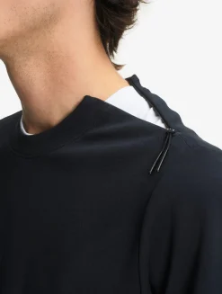 Sweatshirt col ras du cou anti-UV avec poches zippées - Noir