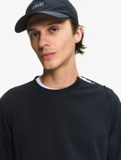 Sweatshirt col ras du cou anti-UV avec poches zippées - Noir
