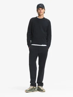 Sweatshirt col ras du cou anti-UV avec poches zippées - Noir
