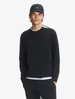 Sweatshirt col ras du cou anti-UV avec poches zippées - Noir
