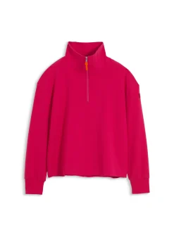 Sweatshirt à col zippé technique - Rose