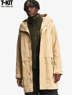 T-KIT Parka longue en coton avec 3 poches zippées MTD - Beige