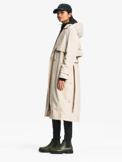 Trench-coat long avec ouverture côtés MTD® - Beige