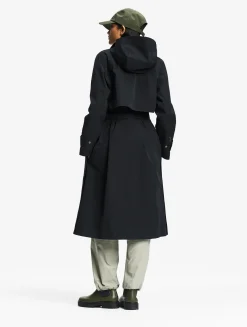 Trench-coat long avec ouverture côtés MTD® - Noir