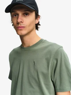 T-shirt 100% coton mi-épais avec broderie bird - coupe regular - Vert