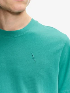 T-shirt 100% coton mi-épais avec broderie bird - coupe regular - Vert