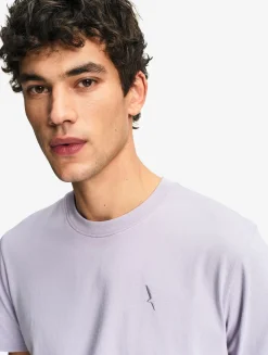 T-shirt 100% coton mi-épais avec broderie bird - coupe regular - Violet