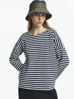 T-shirt marinière manches longues - Bleu