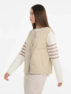 Veste sans manches en sherpa légère - Beige