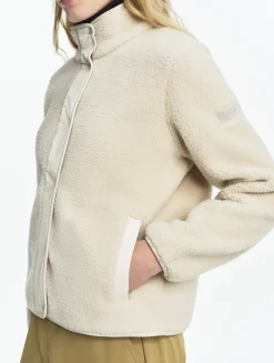 Veste sherpa boutonnée details nylons - Beige