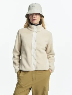 Veste sherpa boutonnée details nylons - Beige