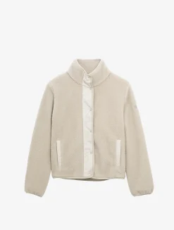 Veste sherpa boutonnée details nylons - Beige