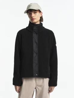 Veste sherpa boutonnée details nylons - Noir