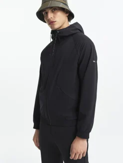 Veste zippée softshell à capuche coupe-vent - Noir